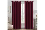 2x Blackout Eyelet Curtain Blockout Window Curtain Draperies Bedroom Living Room Curtain, Sold One Pair, Burgundy, Multi Sizes