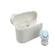 [bluetooth 5.0] TWS True Wireless Earphone Dual Single Earbud Noise Cancelling Mic with Charging Box WHITE COLOR