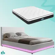 Queen Package | Henley LED Storage Bed White & Bonita Euro Top Mattress (Medium Firm)