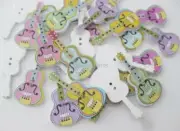 30pcs/lot Wood Guitar Shape Buttons Painted Wooden Button Scrapbooking Crafts S