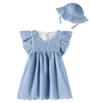 [Chloe Kids] Chloé Kids Baby chabray dress and hat set M 12 blue