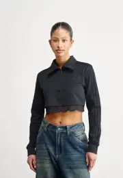 Adidas Originals Women’s XS Cropped TRACK TOP Sweatshirt Lace Trim Quarter Zip