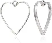 20pcs Open Back Heart Shape Bezel Frame Pendant Charm Pressed Flower Resin Mold Geometric Tray Setting Antique Silver Tone for Jewelry Craft Making CF286-6