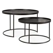 Ethnicraft Round Tray Coffee Table - Set of 2