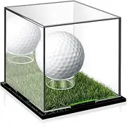 Golf Ball Display Case, Acrylic Single Golf Ball Stand, UV Protection Golf Ball Holder, Square Case Protected Cabinet Golf Rack, Dust Protection Transparent Storage Box for Baseball Collectibles (1)