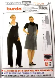 Burda 8255 Misses Maternity Dress, Jumpsuit 10-12-14-16-18-20-22 Sewing Pattern