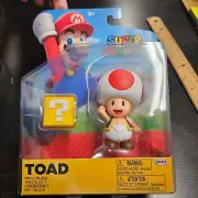 World of Nintendo Super Mario Series RED TOAD 4 Inch Figure w/ Question Block