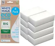 [White Magic] Medium Eraser Sponge 8 Pack - Chemical-Free Stain Remover for Walls, Floors, Appliances & More, Micro-Abrasive Technology, Reusable & Long-Lasting 18 x 4 x 9 cm