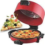 Pizza Maker Electric Pizza Oven 40cm Diameter Indoor Pizza Oven Double-Sided Heating, Non-Stick Pizza Maker with Adjustable Temperature Control, Table Top Pizza Oven for Pizzas/Nachos/Omelette red