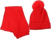 [WRITWAA] Children Hat Scarf Beanie Hat Christmas Scarf Winter Hat Knitted Hat Christmas Warm Scarf Xmas Hat Scarf Scarf Fluffy Stylish Neckerchief Red Yarn