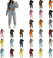 Tsmile 3 Piece Sets For Women Fall Outfits Pants Sets Sweatsuits Tracksuit Hoodie Sweatshirt Matching Sweatpants Lounge Set, #03 Yellow, Large