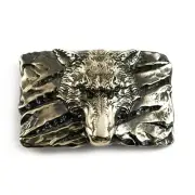German silver belt buckle "Fenrir Wolf", Animal belt buckle; Werewolf buckle