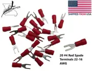 20x #4 Red Spade Terminal 22-16 AWG Wire Electrical Connector Fork End Crimp On