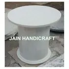 24" x 14" white round marble table top stand decor home room dining hall