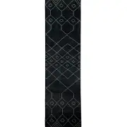 Handmade (2'9" x 9'4") Black Scandinavian Afghan Wool Runner Rug for Hallway