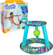 Swimways Hydro Spring Hoops, Pool Toy, Inflatable Pool Game Basketball Set Co...
