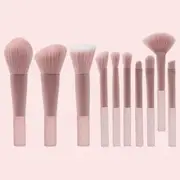 Aucucci - Makeup Brush / Case / Set (Various Designs) Opp Bag - Set of 10 - Pink - One Size