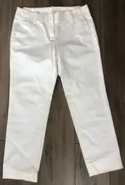 NEW Ann Taylor White Cropped Pants 0 Flat Front Straight Cotton Blend NWT