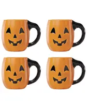 Lenox Set of 4 Vintage Halloween Figural Pumpkin Mugs