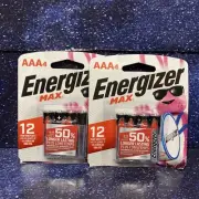 2 X Energizer AAA Alkaline Max Batteries 4 Count each (Total 8) Exp: 12-25