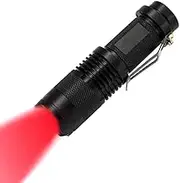 Red Light LED Flashlight 1 Pack, Zoomable, Water Resistant, 1 Light Modes, Adjustable Focus Light for Camping, Hunting, Hiking, Night Vision, Night Fishing, Astronomy and Emergency (Black Shell)