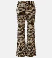 [Rabanne] Rabanne Tiger-print cotton twill flared pants AU 16 multicoloured