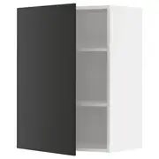 METOD wall cabinet with shelves, white/Nickebo matt anthracite, 60x37x80 cm