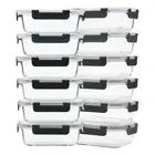 Glass Meal Prep Containers 12-Pack, 22oz Glass Food Storage Containers with L...