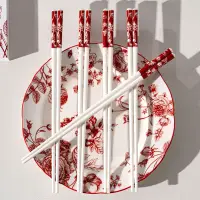 在飛比找蝦皮購物優惠-中國風 陶瓷筷子 家用筷子  高級防滑耐熱不發黴 新年筷子 