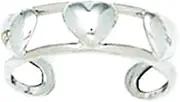 [JewelryWeb] 14k White Gold Adjustable Double Row With Love Hearts Body Jewelry toe ring-toe ring for Women