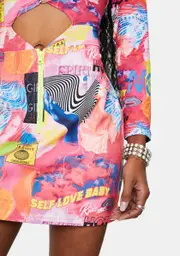 [Elsie & Fred] Empower Print Denim Mini Skirt