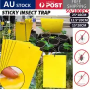 Up 100 pcs Yellow Sticky papers Insect Trap Catcher Killer Fly Aphids Wasp AU