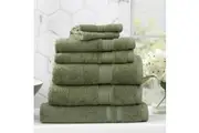 7pc Renee Taylor Stella Hand Bath Towel Mat Set Soft Bamboo Cotton 650 GSM Jade