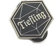 [Hokum and Snark] Tiefling D20 Pin in Black with Silver Finish | Role Playing Geeky Fun Hard Enamel Pin, Small, enamel, not known