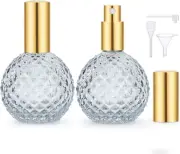 Perfume Atomiser, 2Pcs 100Ml Glass Perfume Refillable Bottle, Empty Cologne Trav