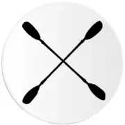 Crossed Oars - Circle Sticker Decal 3 Inch - Paddle Canoe Boat Water