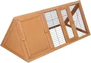 i.Pet Chicken Coop Wooden Rabbit Hutch, Triangle Bunny Cage Rabbits Wood Pet House Run Cages Walk in Guinea Pig Ferret Hen Chook Coops, Outdoor Metal Door Roof Weatherproof DIY Farm