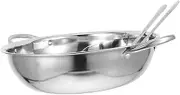 COLLBATH 28cm Dual-Sided Stainless Steel Hot Pot Set Ladle Strainer Family Meal Party Cookware