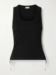 [Burberry] Burberry - Ruched Ribbed Cotton-blend Jersey Tank - Black - xx small xx small Black