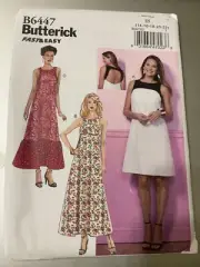 Butterick Pattern B6447 Ms Dress w/Open Back Detail~Sleeveless~Length Opts 14-22