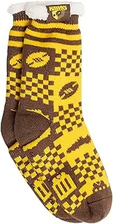 Hawthorn Hawks AFL Footy Sherpa Fleece Winter Warm Socks
