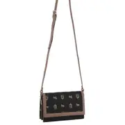 Pierre Cardin Canvas Print/Leather Trim Flap Shoulder Crossbody Bag Black