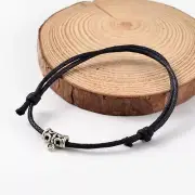50 Strands Antique Silver & Black Adjustable Wax Cord Bracelets & Alloy Findings