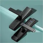 Smart Lock, Smart Door Lock Tuya APP Fingerprint Digit Intelligence Electric 5 Unlock Method Support 8 Language Voice,for Bedroom Hotel Office Apartment(22x170) FANDIAO