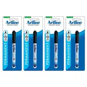 4PK Artline 1.0mm Bullet Nib Freezer Bag Marker Pen Plastic Food/Container Black