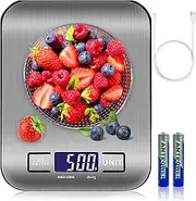 GENHY Kitchen Scales Digital,Ultra Slim Food Scale with Large LCD Display, Stainless Steel,11lb/10kg(USB)