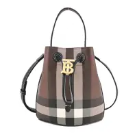 在飛比找momo購物網優惠-【BURBERRY 巴寶莉】LolaTB金字LOGO格紋帆布