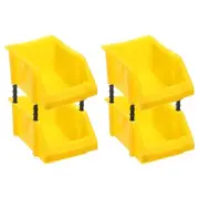 4pcs Plastic Shelf Bins 8.3" x 5.1" x 4.3" Wall Mounted Storage Bins, Yellow