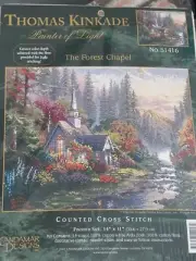 Candamar Designs 51416 Thomas Kinkade The Forest Chapel Cross Stitch Kit NEW
