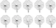 Storage Metal No Punch Hole Coat Hooks Multipurpose Wall Hook for Key, Towel, Bags, Cup, Hat 10 Pack Hooks(Silver)